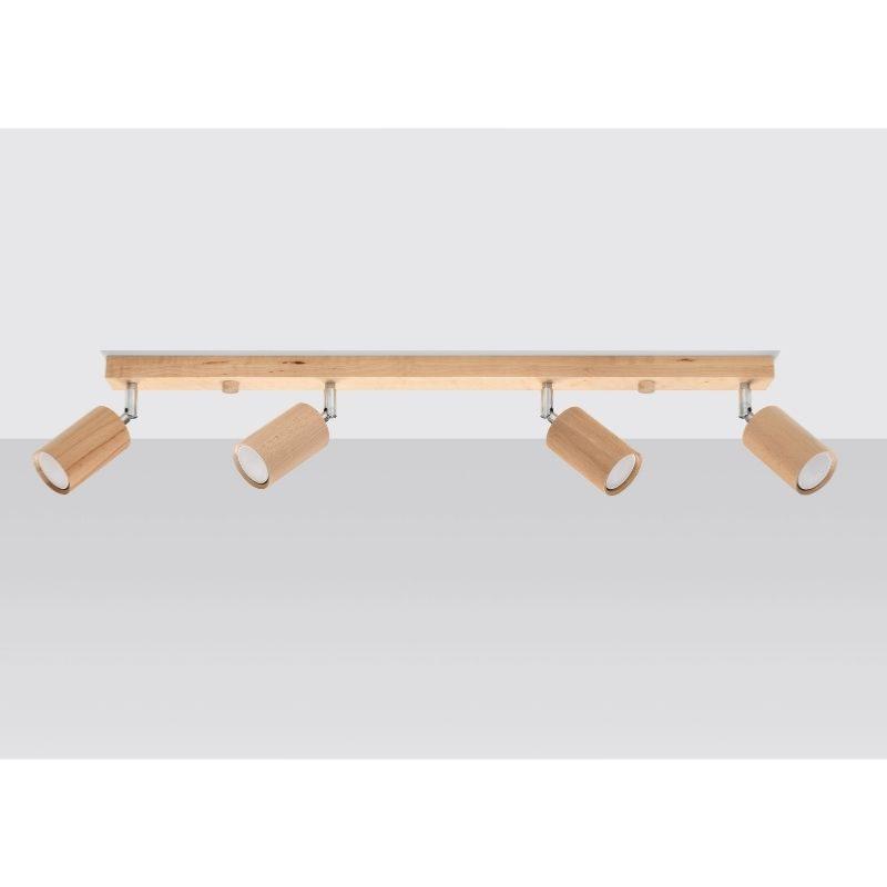 Plafonnier 4 Spots Orientables Bois pour Ampoule GU10