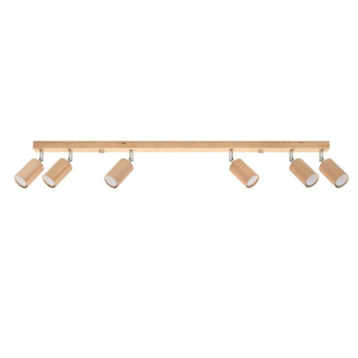 Plafonnier 6 Spots Orientables Bois pour Ampoule GU10