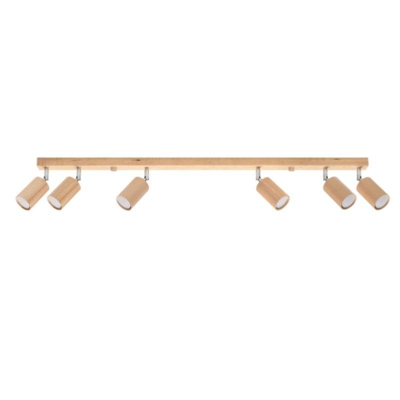 Plafonnier 6 Spots Orientables Bois pour Ampoule GU10