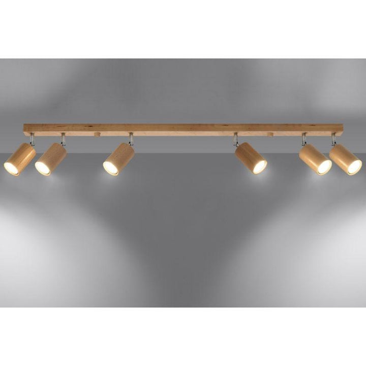 Plafonnier 6 Spots Orientables Bois pour Ampoule GU10