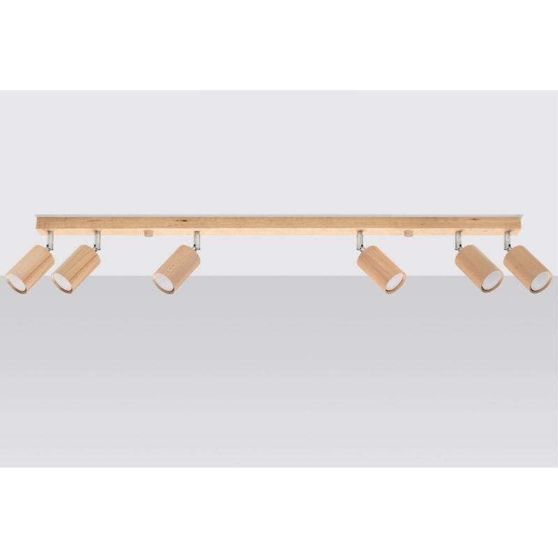 Plafonnier 6 Spots Orientables Bois pour Ampoule GU10