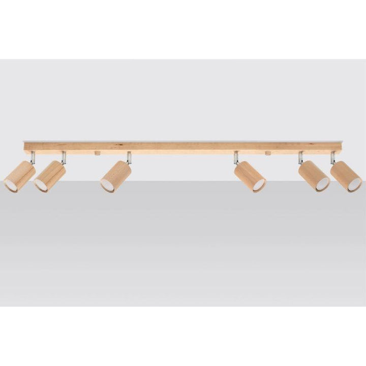 Plafonnier 6 Spots Orientables Bois pour Ampoule GU10