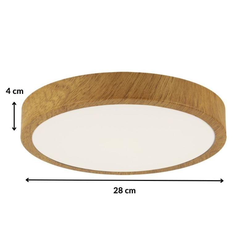 Plafonnier LED Bois 18W 28cm Chêne