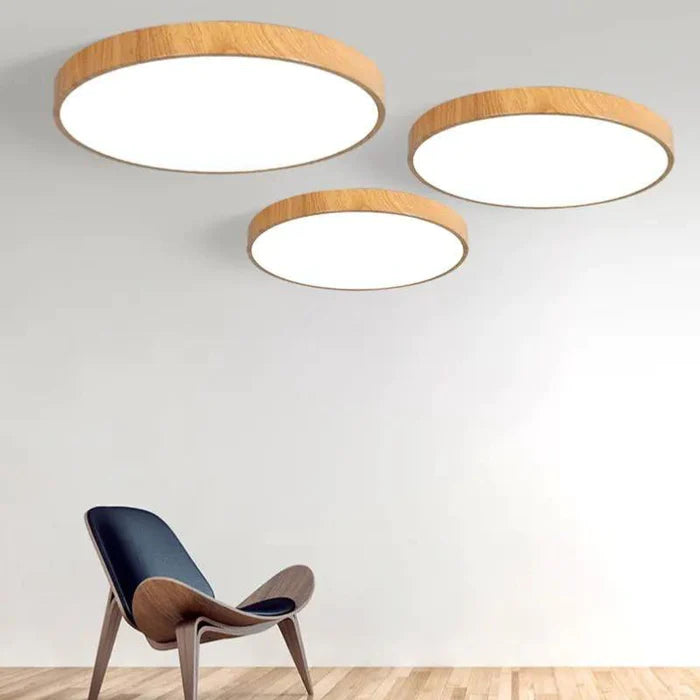 Lámpara de techo LED de madera de roble 28 cm