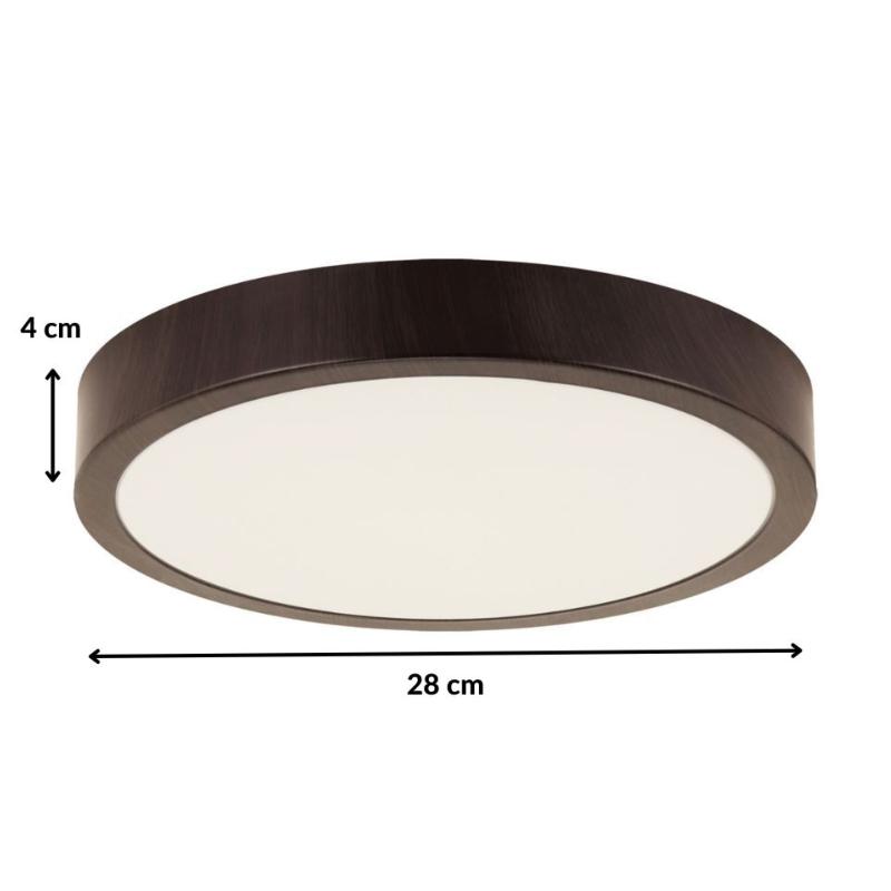 Plafonnier LED Bois 18W 28cm Wengé
