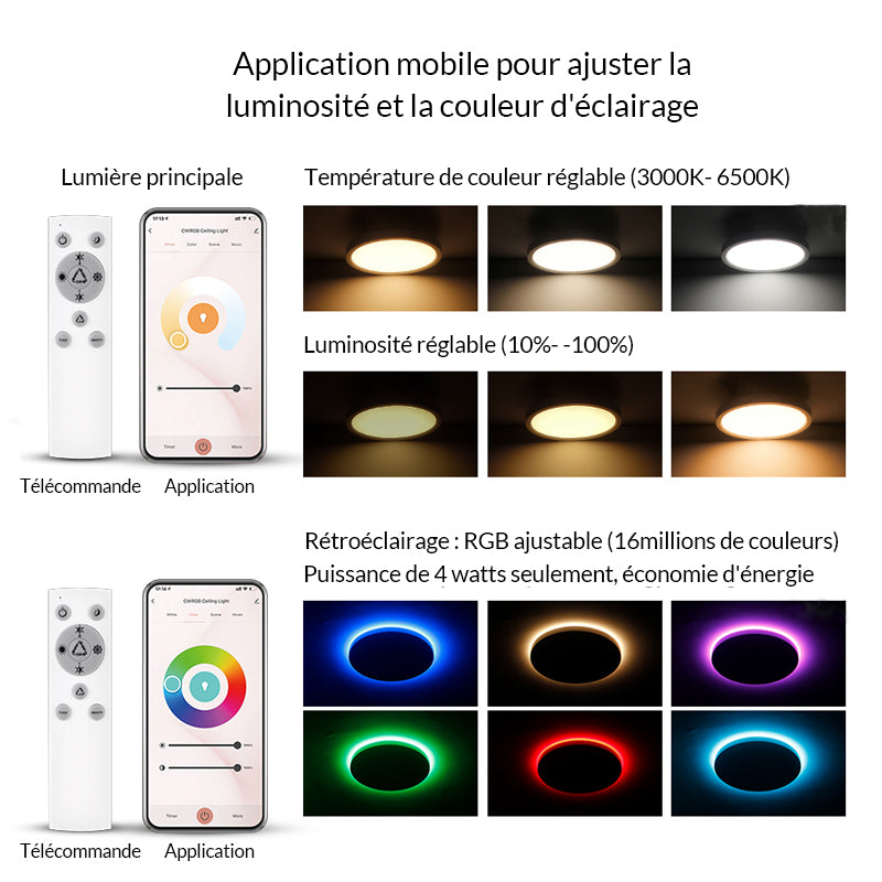 Plafonnier LED Connecté Wifi RGBW