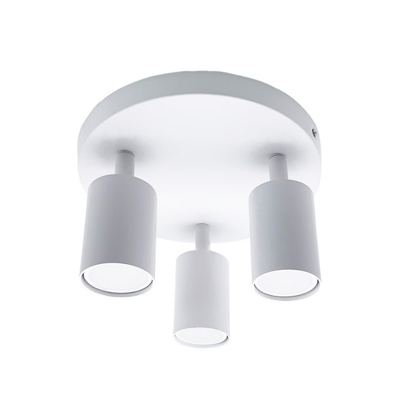 Plafonnier Rond 3 Spots Orientables Alu Blanc pour Ampoule GU10