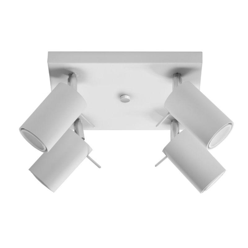 Plafonnier Carré 4 Spots Orientables Blanc pour Ampoule GU10