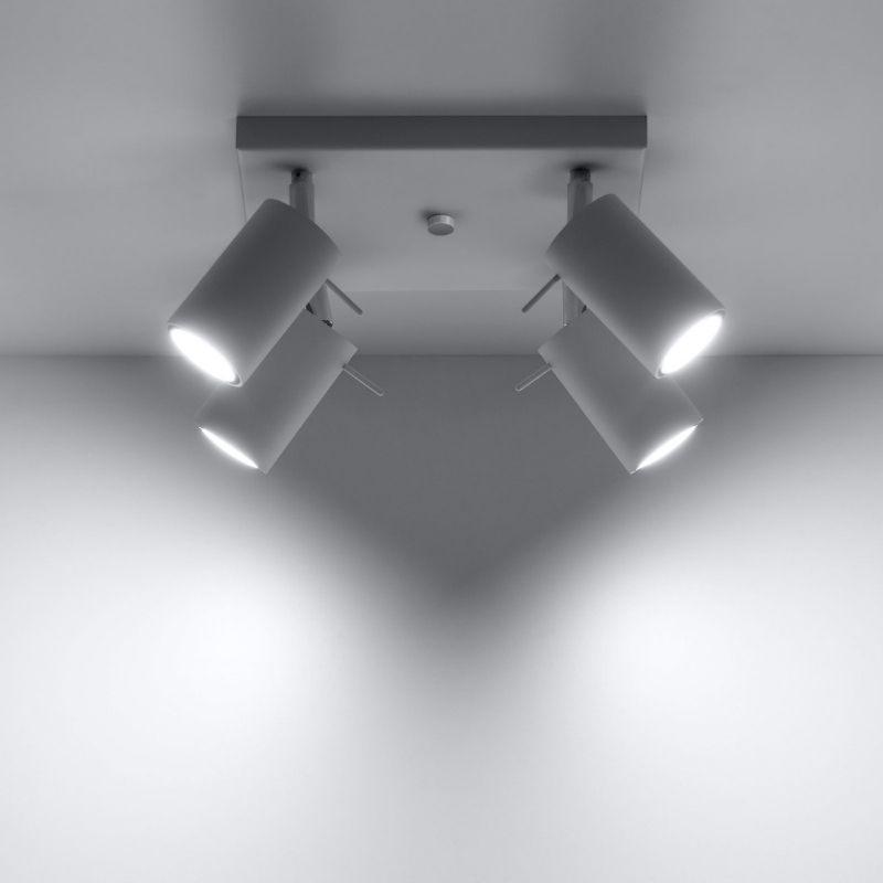 Plafonnier Carré 4 Spots Orientables Blanc pour Ampoule GU10