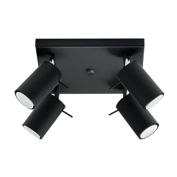 Plafonnier Carré 4 Spots Orientables Noir pour Ampoule GU10