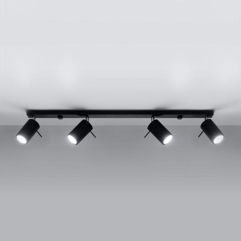 Plafonnier 4 Spots Orientables Noir pour Ampoule GU10