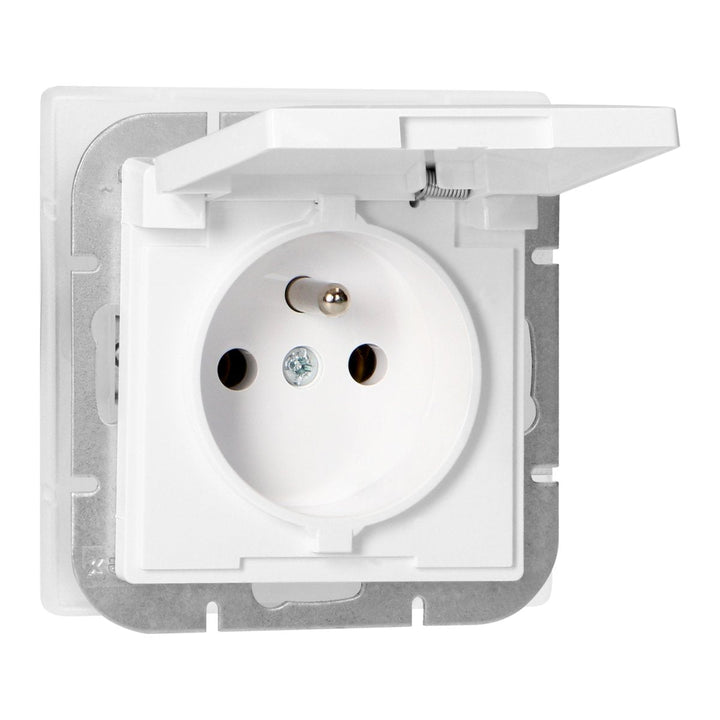 Prise Encastrée 2P+T 16A 250V avec Clapet - Blanc - Silumen