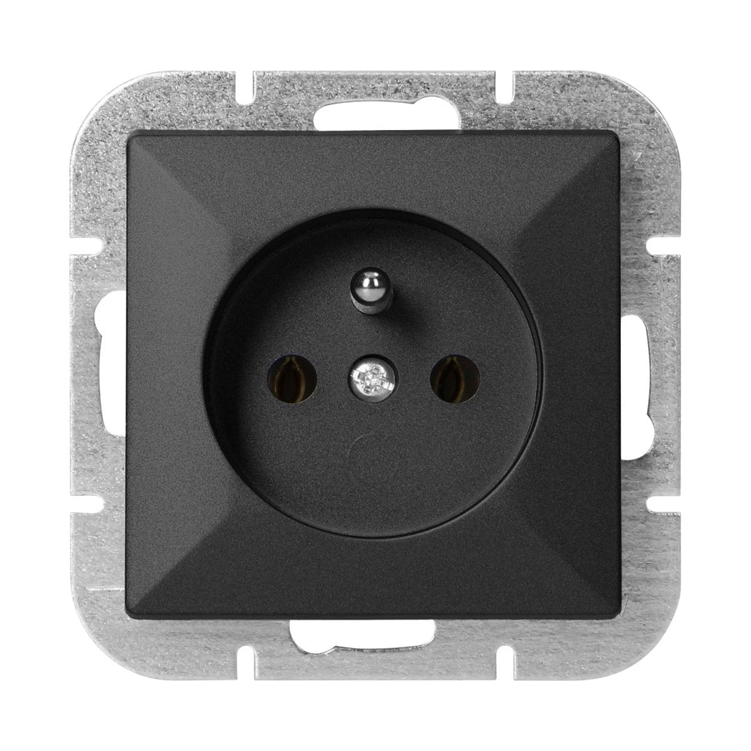 Prise Encastrée 2P+T 16A 250V - Noir - Silumen