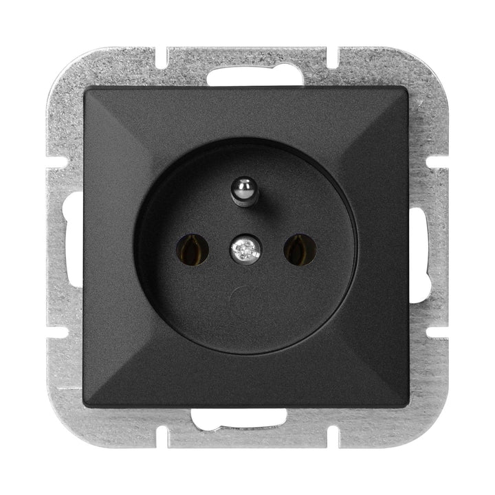 Prise Encastrée 2P+T 16A 250V - Noir - Silumen