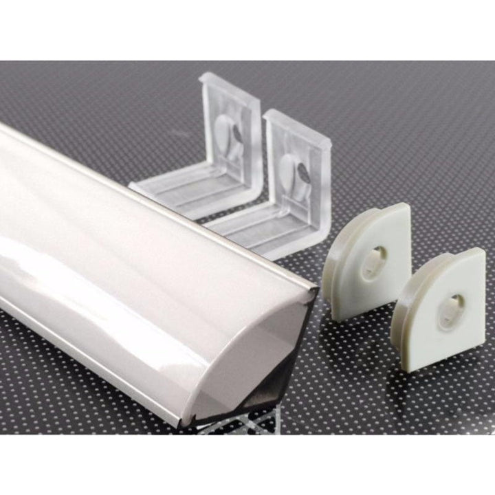 Profilé Aluminium Angle 1m pour Bandeau LED Couvercle Blanc Opaque - Pack de 5
