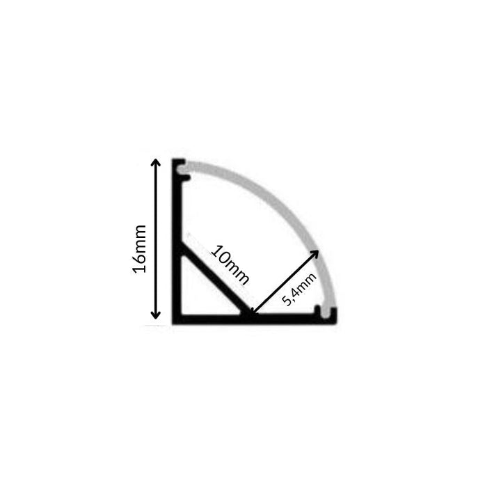 Profilé Aluminium Angle 1m pour Bandeau LED Couvercle Blanc Opaque - Pack de 5