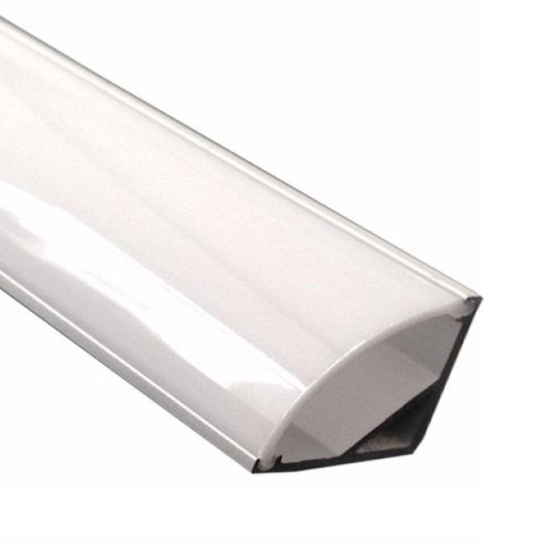 Profilé Aluminium Angle 2m pour Bandeau LED Couvercle Blanc Opaque - Pack de 5