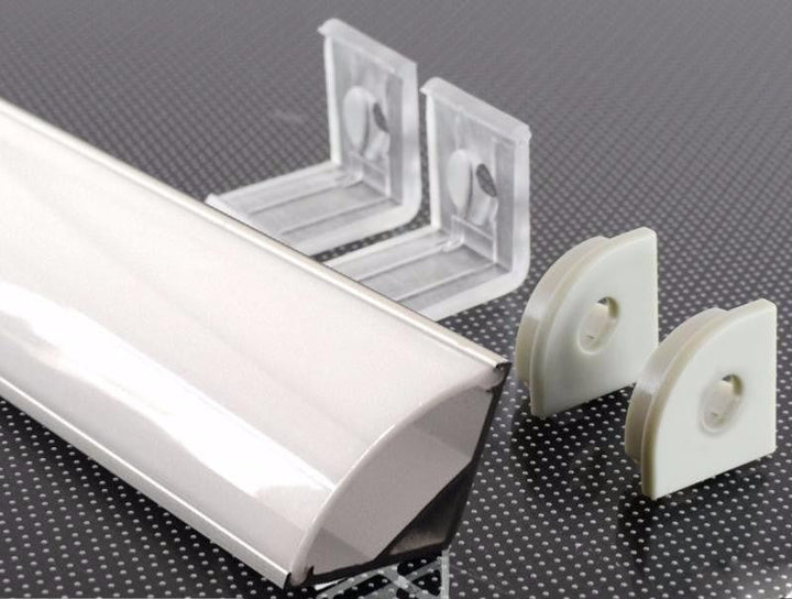 Profilé Aluminium Angle pour Bandeau LED Couvercle Blanc Opaque (Pack de 5)