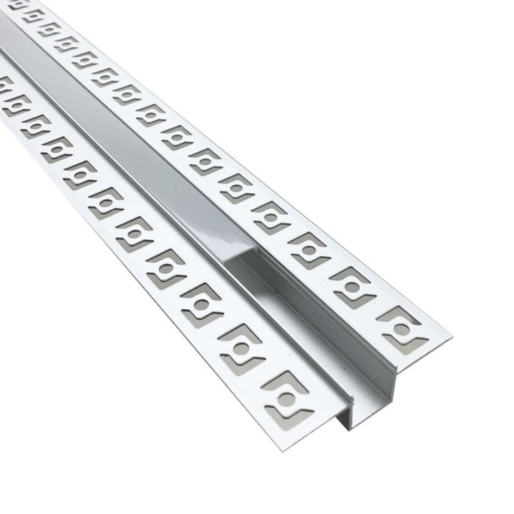 Profilé Aluminium Encastrable 1m pour Ruban LED Couvercle Blanc Opaque