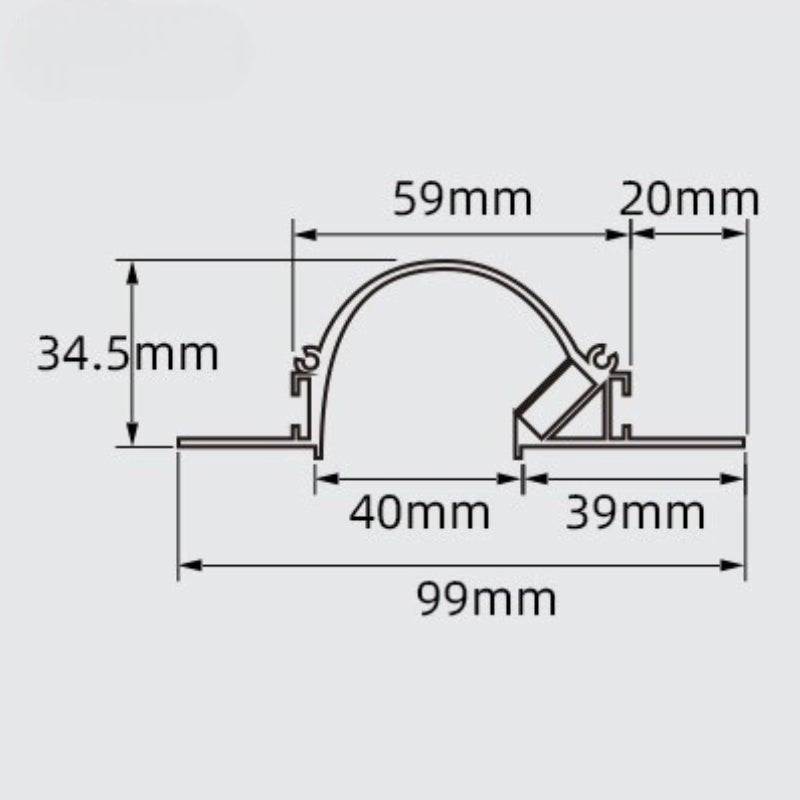 Profilé Aluminium Encastrable Arrondi 2M pour Faux Plafond Éclairage Indirect