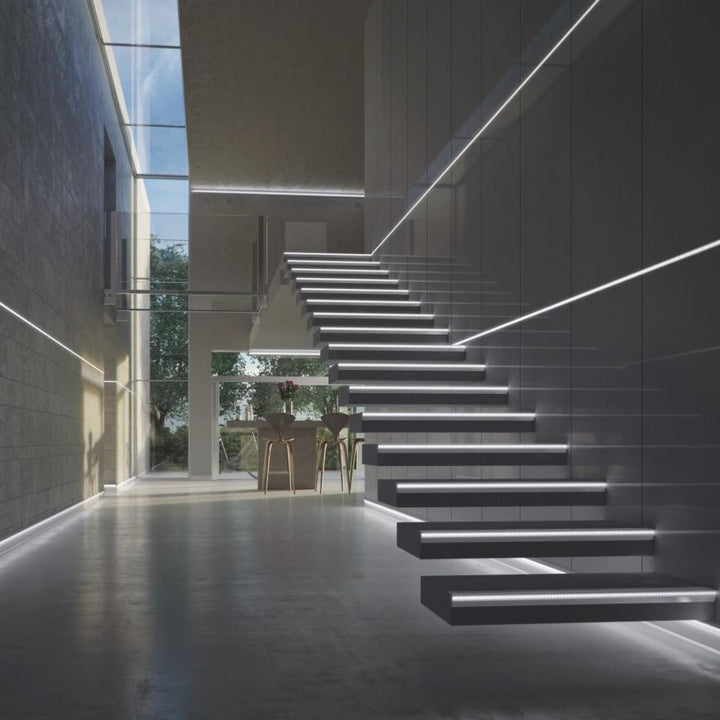 Profilé Aluminium Encastré 2m avec Couvercle Blanc Opaque