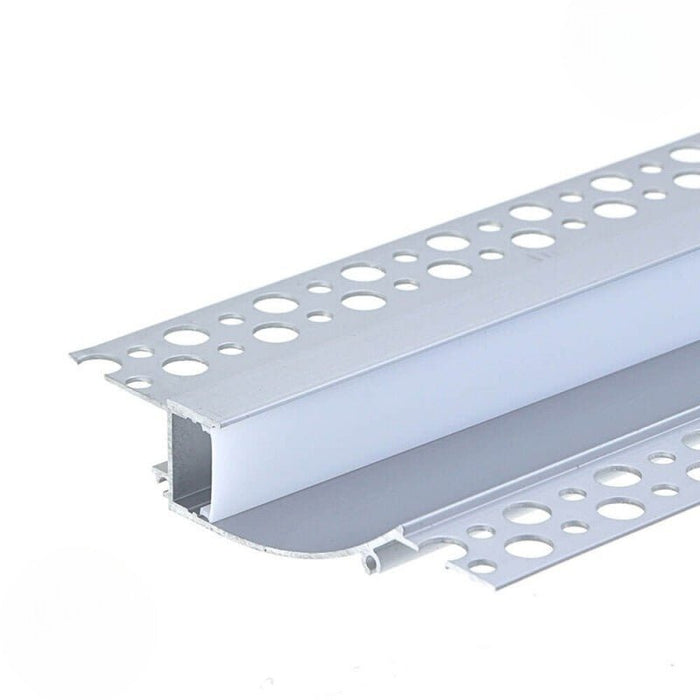 2m Recessed Aluminum Profile for Plaster Opaque White Cover