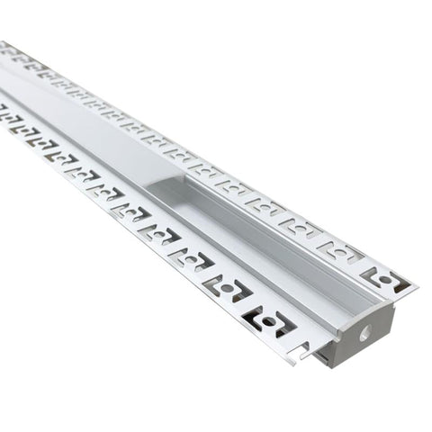 Profilé Aluminium Encastré 2m pour Ruban LED Double Couvercle Blanc Opaque