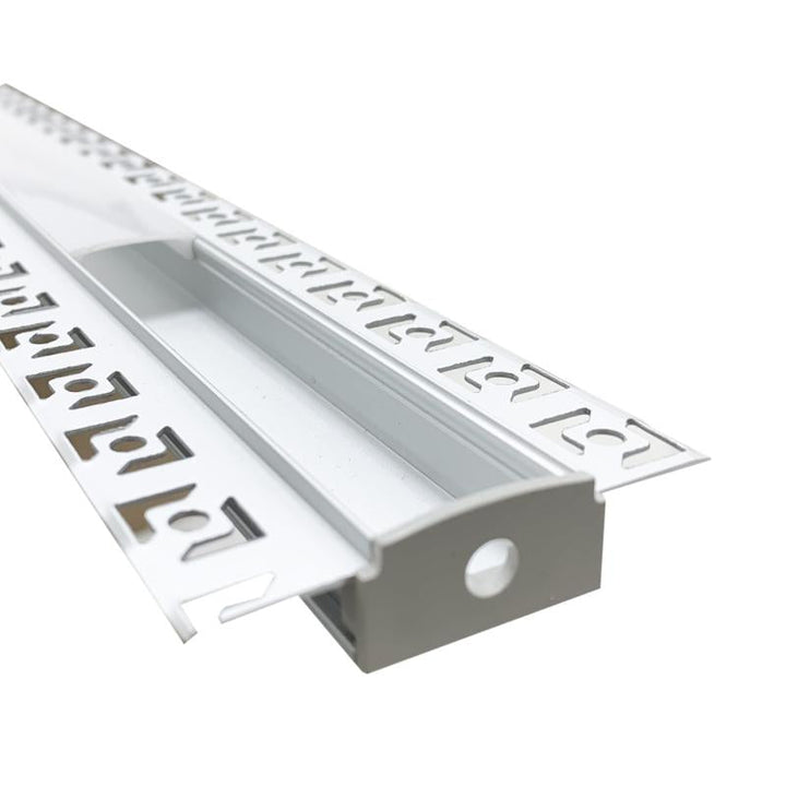 Profilé Aluminium Encastré 2m pour Ruban LED Double Couvercle Blanc Opaque