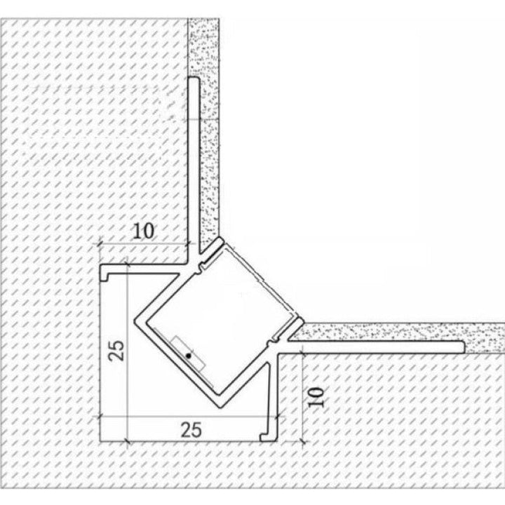 Profilé Aluminium Encastré d'Angle 2m pour Ruban LED Couvercle Blanc Opaque