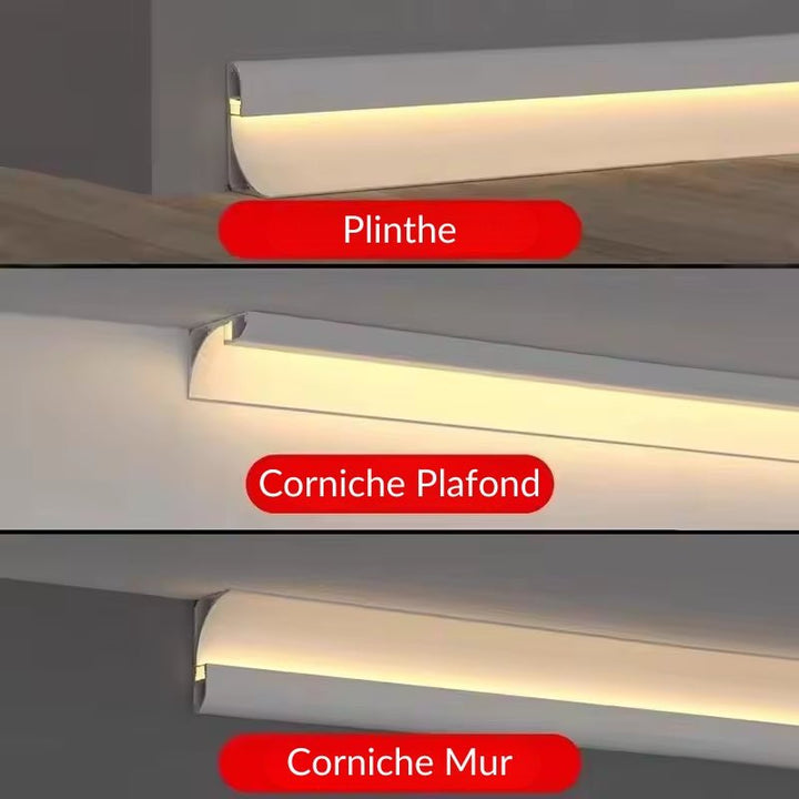 Profilé Aluminium Modulable Plinthe ou Corniche 2M Blanc