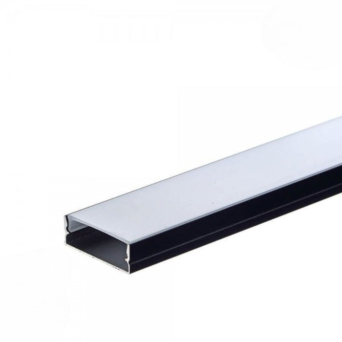 2m Black Aluminum Profile with White Opaque Cover
