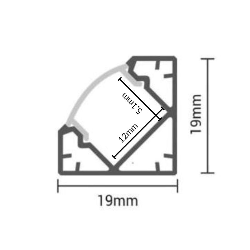Profilé Aluminium Angle 2m Noir pour Ruban LED Couvercle Noir Opaque