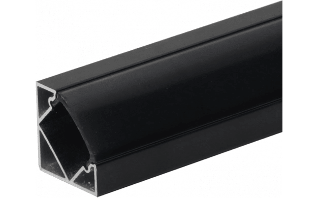 Profilé Aluminium Angle 2m Noir pour Ruban LED Couvercle Noir Opaque