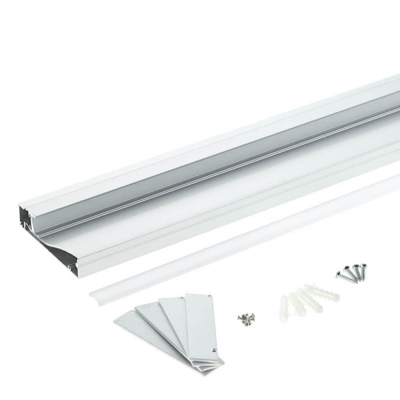 Profilé Aluminium Plinthe Couleur Argent 2M pour Ruban LED 10mm