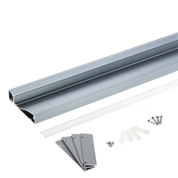 Profilé Aluminium Plinthe Couleur Gris Métallique 2M pour Ruban LED 10mm