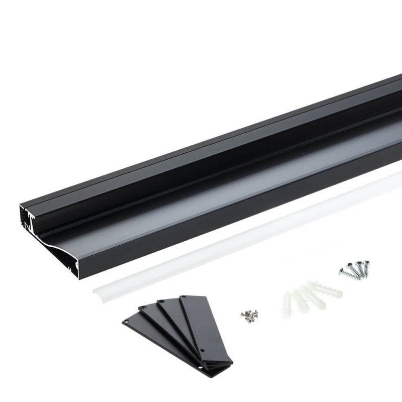 Profilé Aluminium Plinthe Couleur Noir 2M pour Ruban LED 10mm