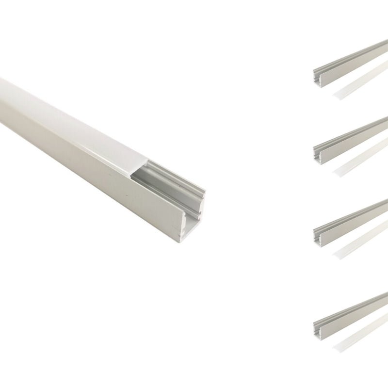 Profilé Aluminium pour Bandeau LED - Cache Blanc Opaque (Pack de 5)