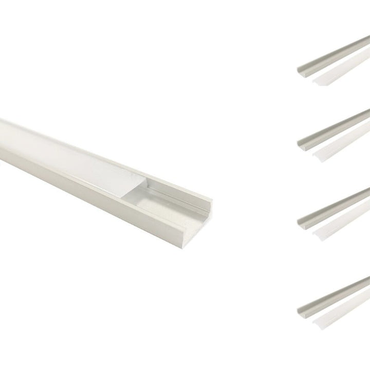 Profilé Aluminium pour Ruban LED Couvercle Blanc Opaque (Pack de 5)