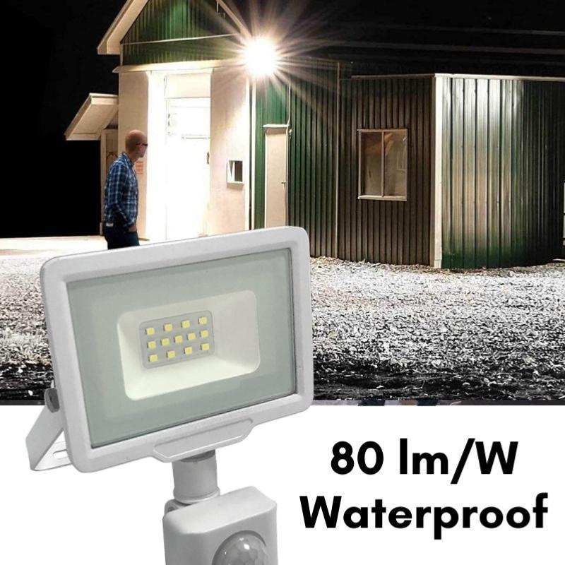 Projecteur LED 10W IP65 Blanc avec Détecteur de Mouvement