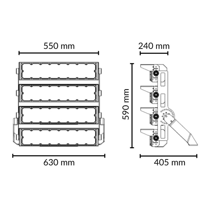 Projecteur LED Puissant Industriel 1000W 170lm/W IP66 Noir Orientable