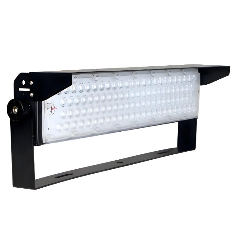 Potente projetor LED industrial 250W 170lm/W IP66 preto ajustável