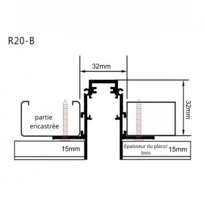 Rail Magnétique Encastré 48V 2m Blanc