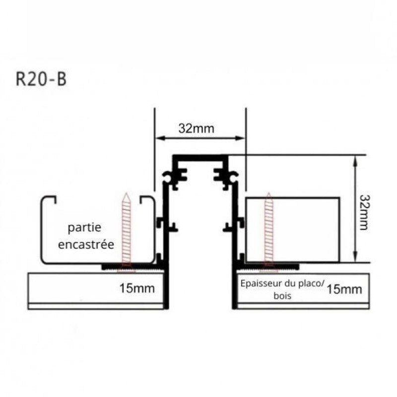 Rail Magnétique Encastré 48V 2m Noir
