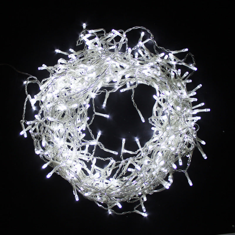 360led IP44 6m lichtgordijn, 8 modi met timer - transparante kabel, koud wit