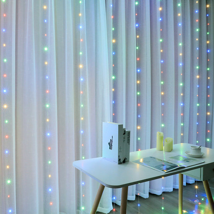 600led IP44 10m 8Mod luminous curtain with timer - transparent cable, multi -skill
