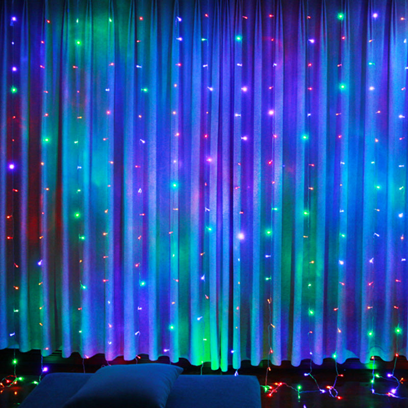 Porte Luminous Curtain 180Led IP44 90x180cm, 8 modi + Timer - Transparante kabel, warm wit
