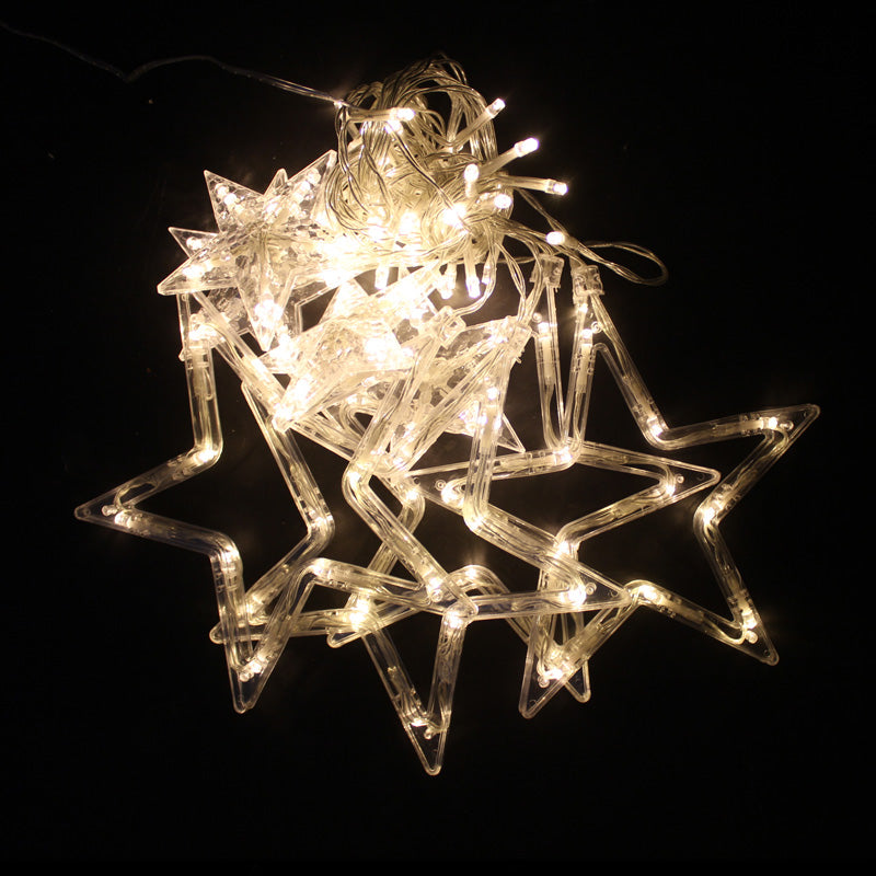 IP44 70x140cm star lights, flashing, 8 modes - transparent cable, warm white