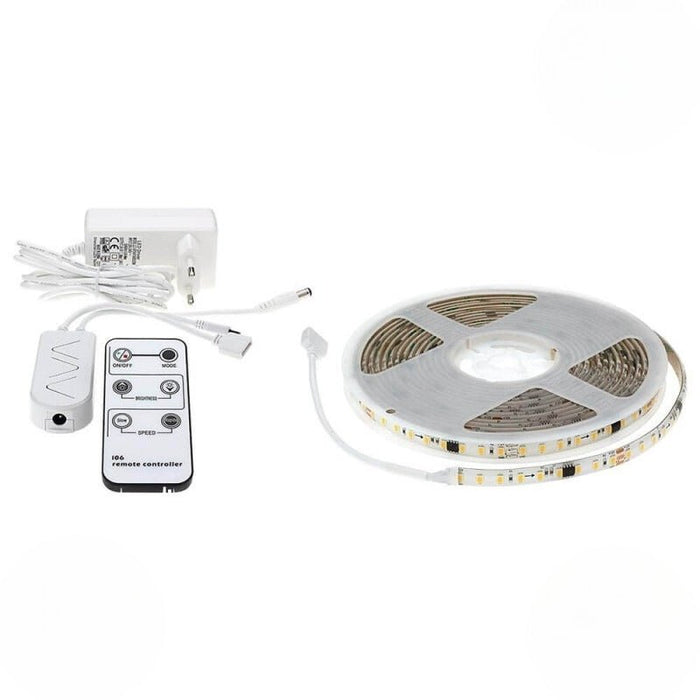 Tira LED 5M Efecto Dinámico 126LED/m 12V IP65 + Mando a Distancia y Transformador