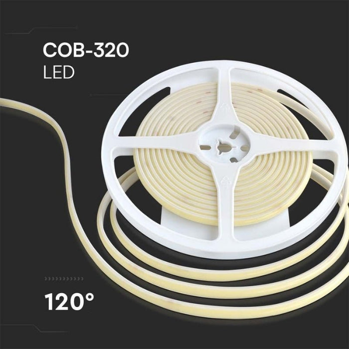 Ruban LED COB 5M 24V IP67 320LED/m Bleu