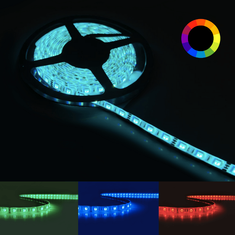 Bandeau LED RGB 12V 5m 5050 60LED/m IP44